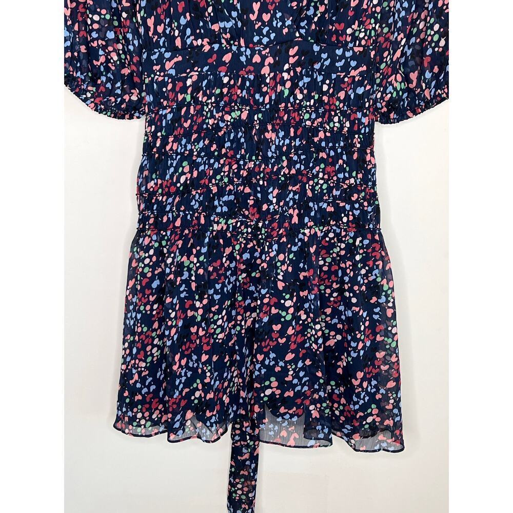 Ted Baker Casadee Puff Sleeve Smock Panel Wrap Mini Dress Navy Women's Size 6 - Picture 5 of 14